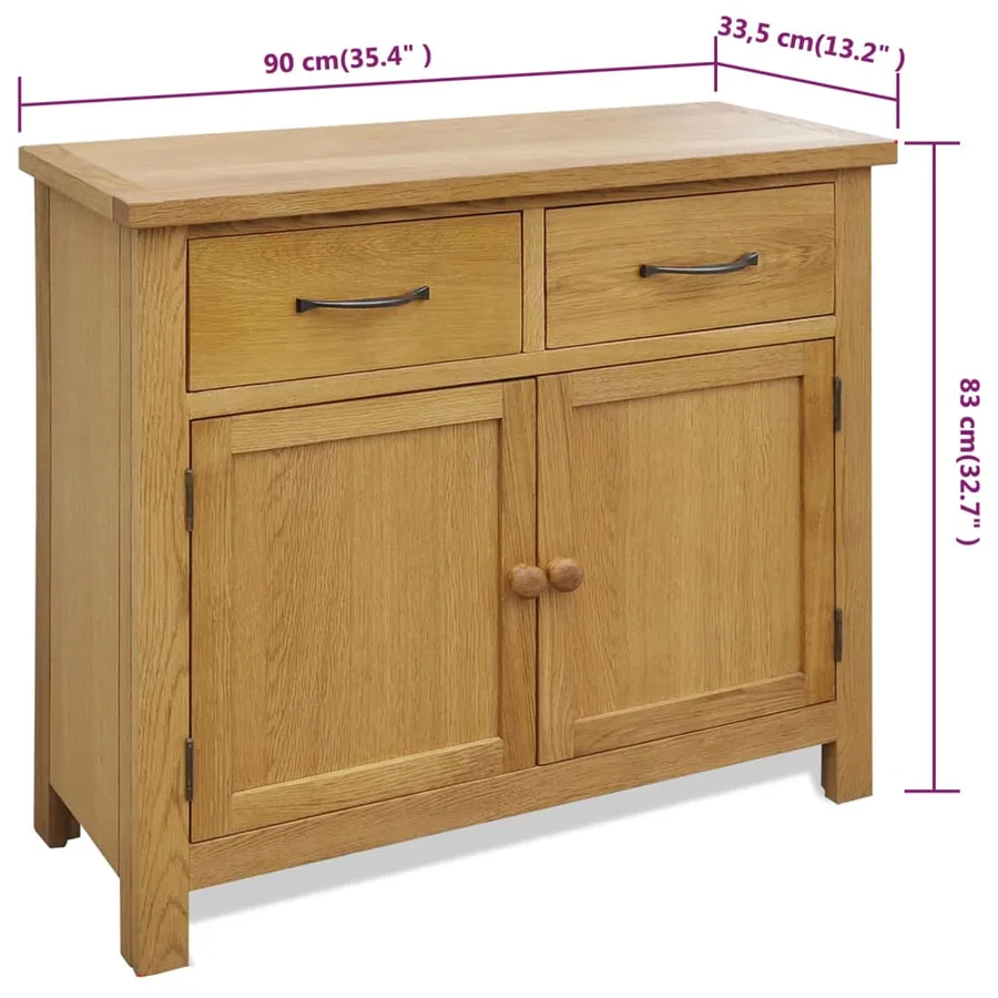 Buffet 90 x 33,5 x 83 cm Bois de chêne massif - 6
