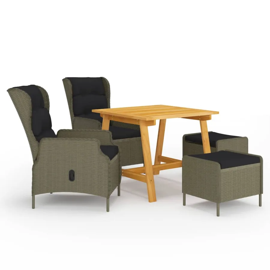 Ensemble à manger de jardin 5 pcs Marron