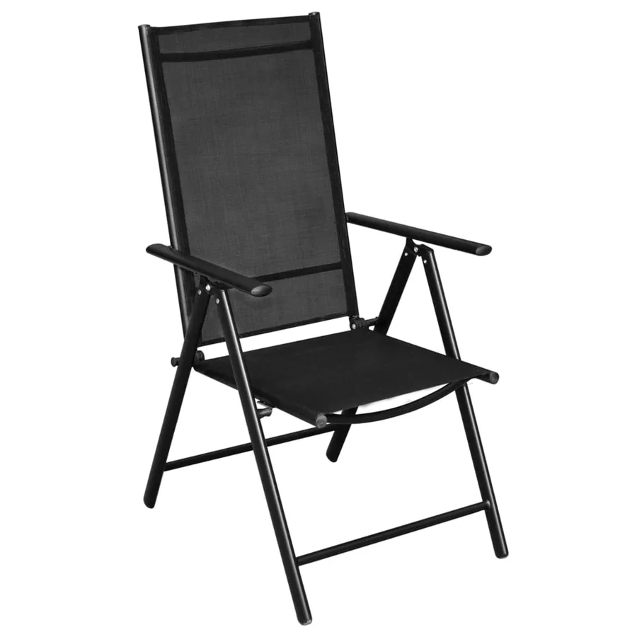 Ensemble à manger d'extérieur pliable 9 pcs Aluminium Noir - 4