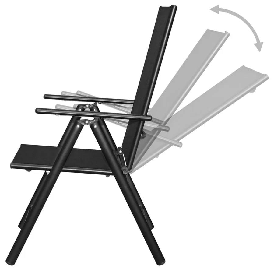 Ensemble à manger d'extérieur pliable 9 pcs Aluminium Noir - 6