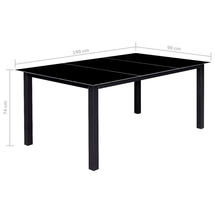 Ensemble à manger d'extérieur pliable 9 pcs Aluminium Noir - 8