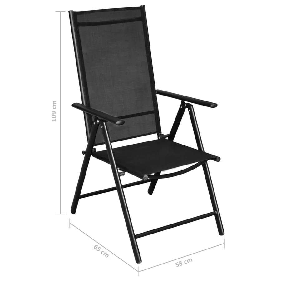 Ensemble à manger d'extérieur pliable 9 pcs Aluminium Noir - 9