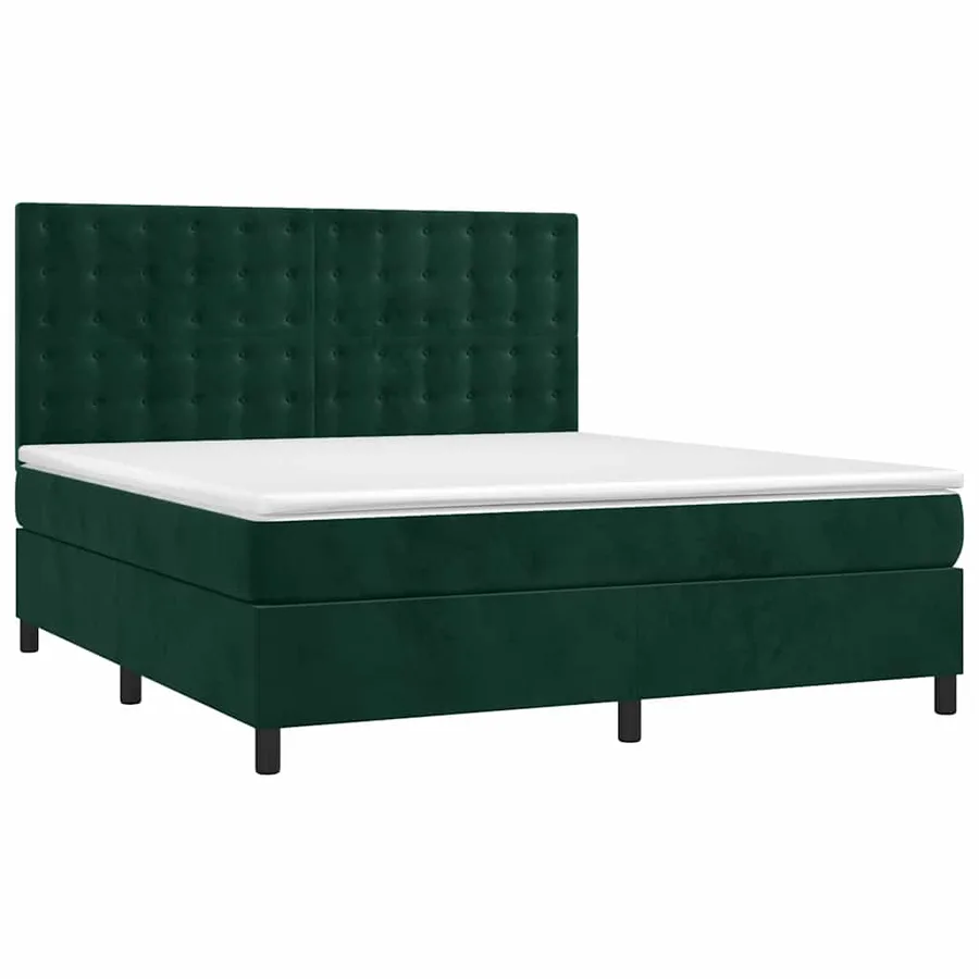 Sommier à lattes de lit matelas et LED Vert foncé 160x200 cm - 3