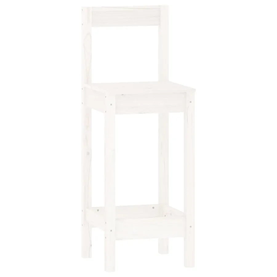 Ensemble de bar 3 pcs Blanc Bois de pin massif - 6
