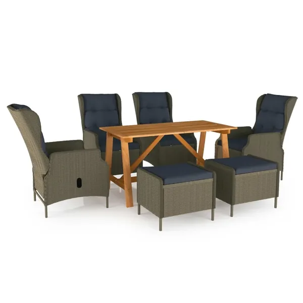 Ensemble à manger de jardin 7 pcs Marron