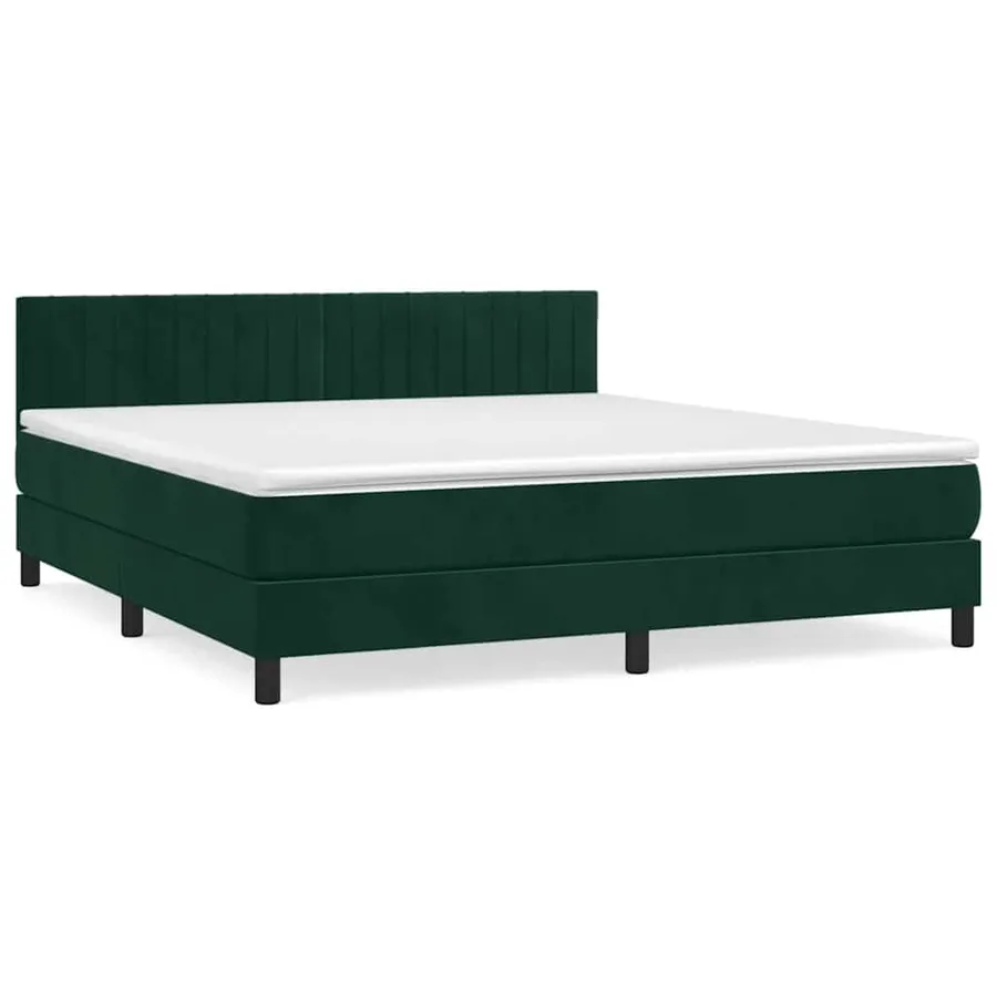 Sommier à lattes de lit et matelas Vert foncé 160x200cm Velours - 2