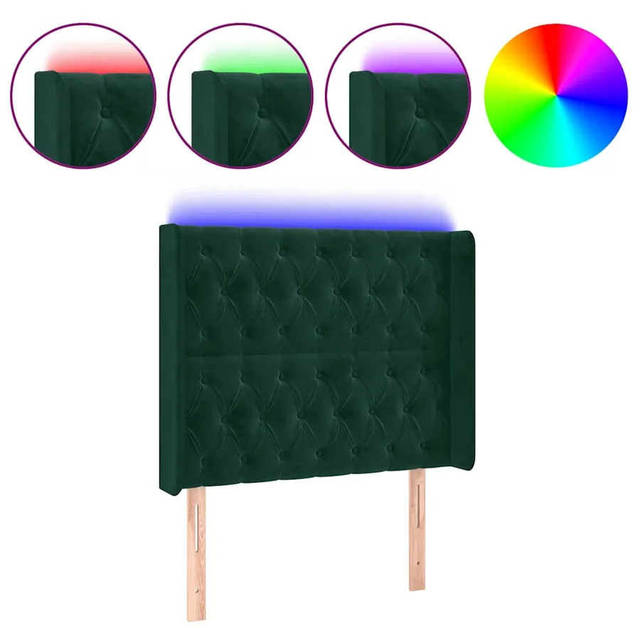 Tête de lit à LED Vert foncé 93x16x118/128 cm Velours - 2