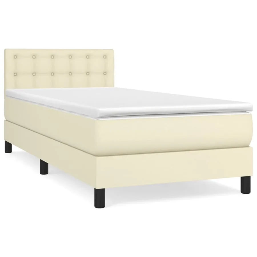 Sommier à lattes de lit avec matelas Crème 90x190 cm Similicuir - 2