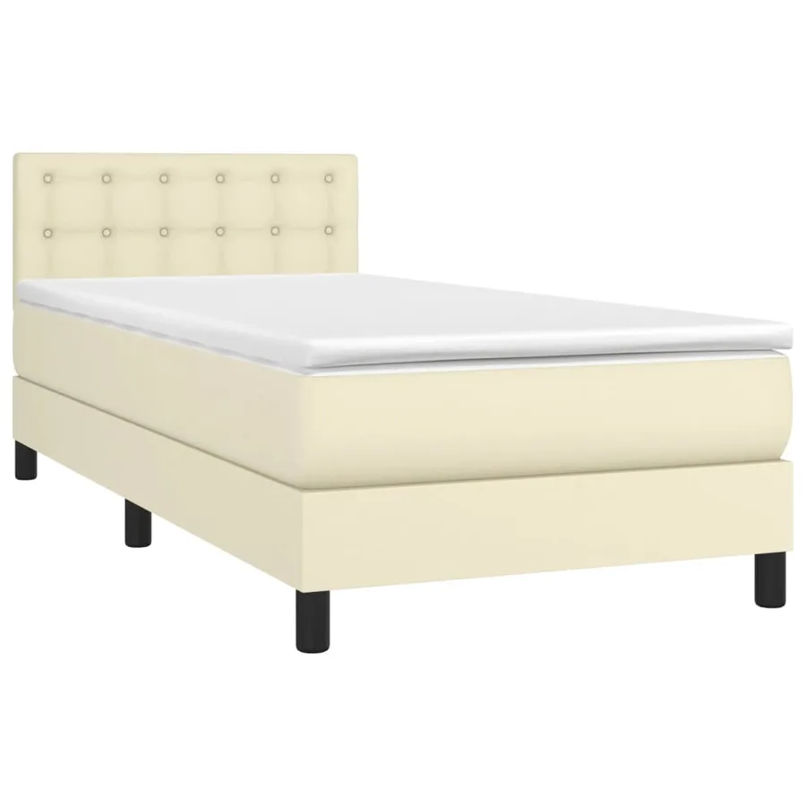 Sommier à lattes de lit avec matelas Crème 90x190 cm Similicuir - 3