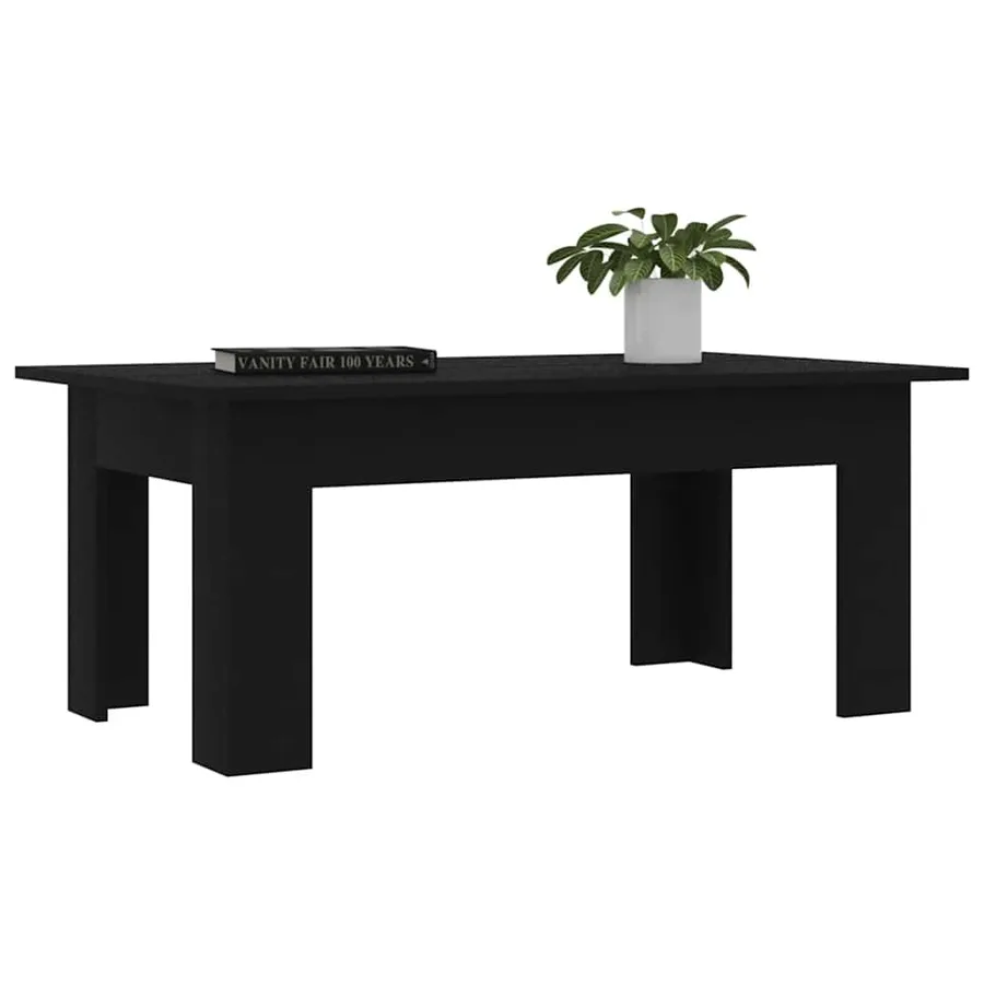Table basse Noir 100x60x42 cm Bois d’ingénierie - 3