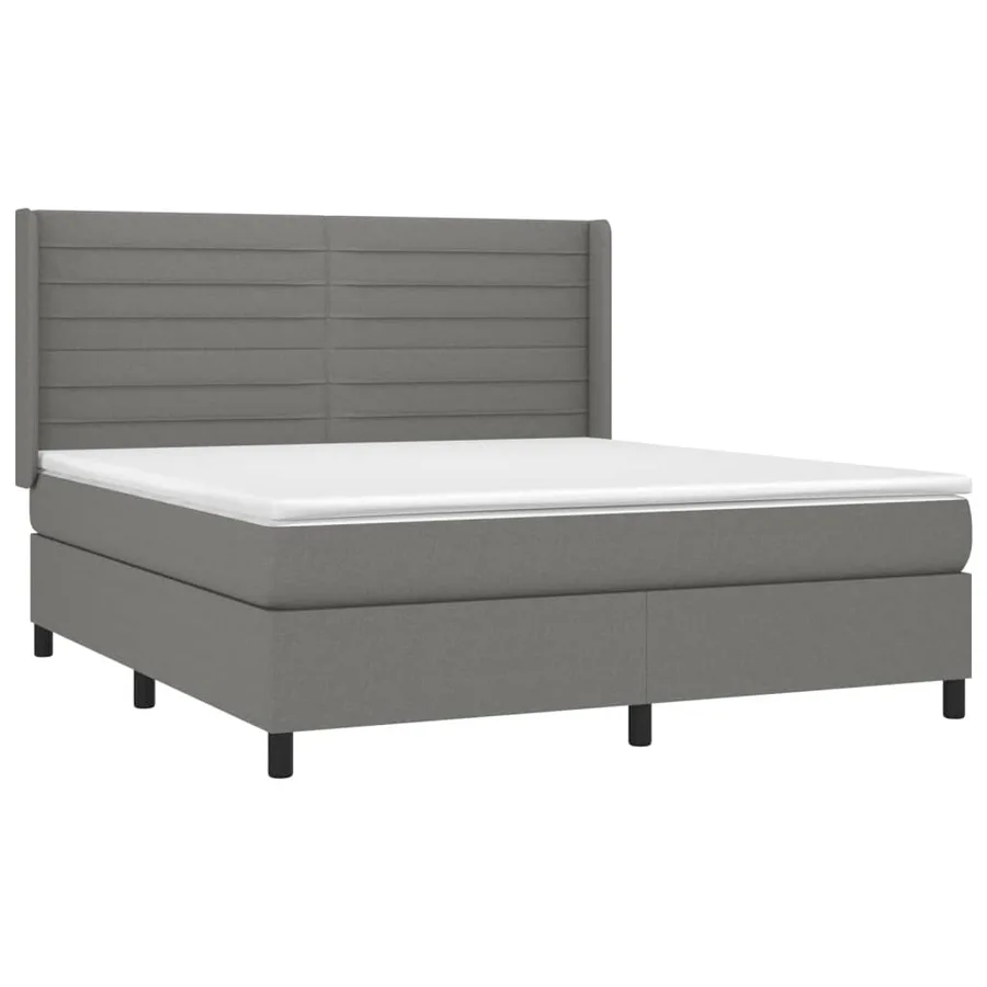 Sommier à lattes de lit matelas LED Gris foncé 180x200 cm Tissu - 4