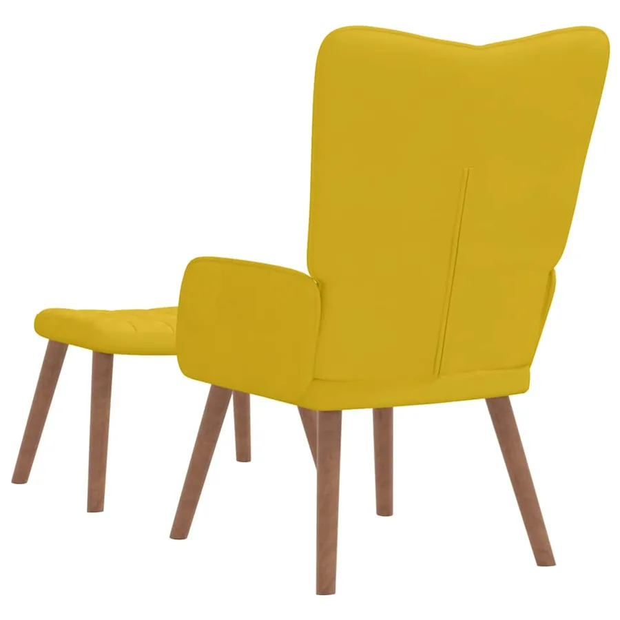 Chaise de relaxation avec repose-pied Jaune moutarde Velours - 5