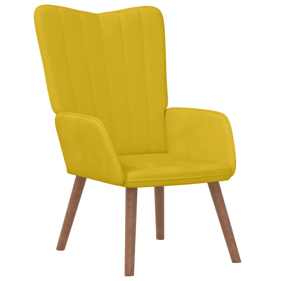 Chaise de relaxation avec repose-pied Jaune moutarde Velours - 6