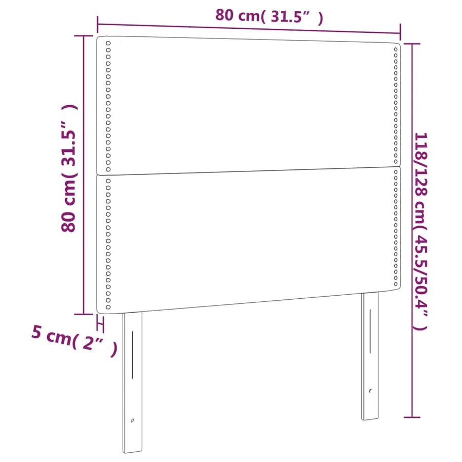 Tête de lit à LED Rose 80x5x118/128 cm Velours - 6
