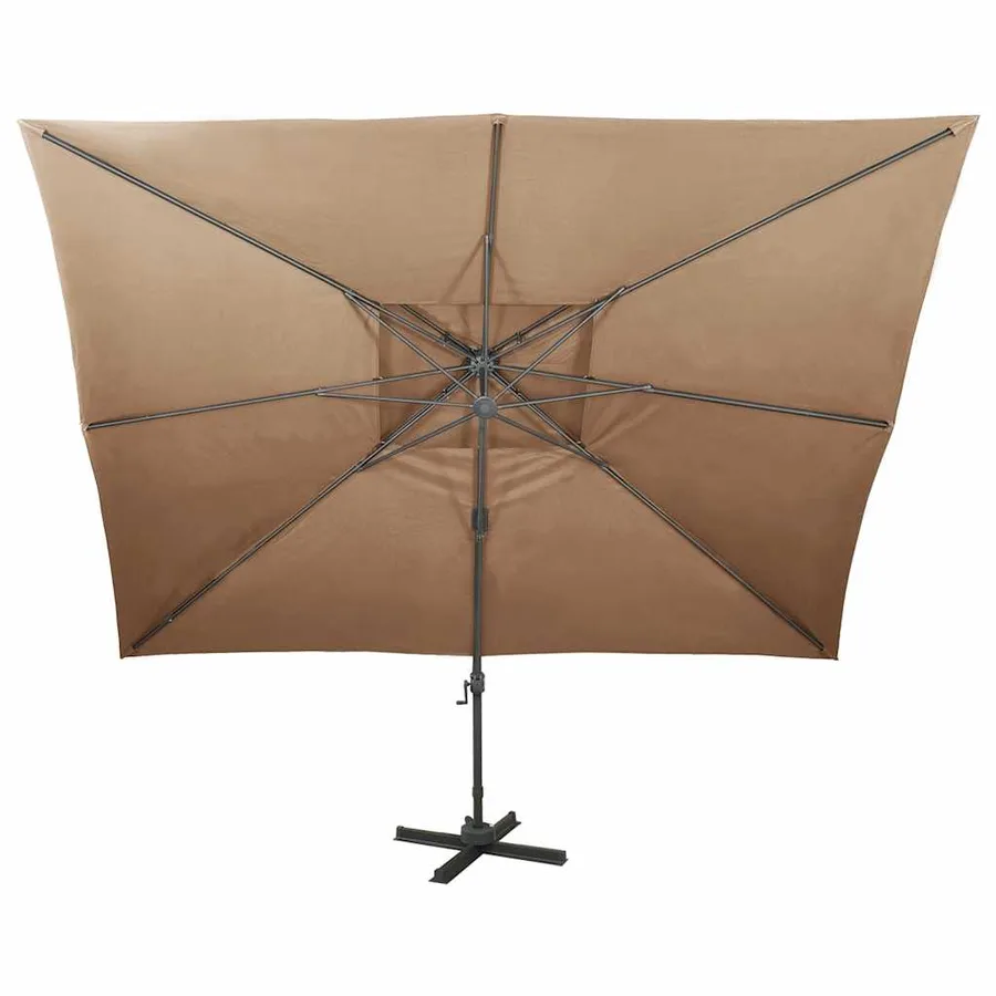 Parasol de jardin en porte-à-faux avec double toit taupe - 3