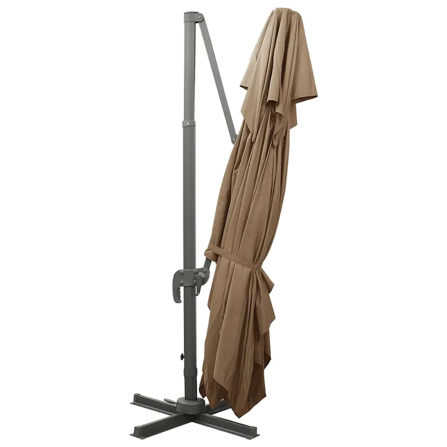 Parasol de jardin en porte-à-faux avec double toit taupe - 4