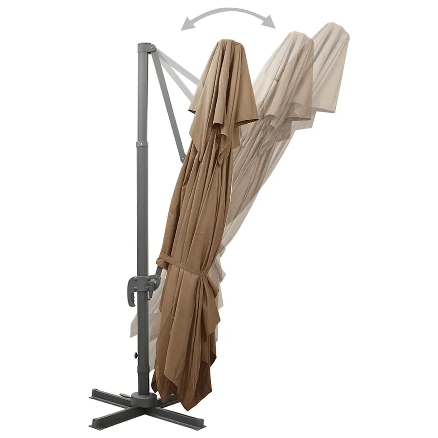 Parasol de jardin en porte-à-faux avec double toit taupe - 5