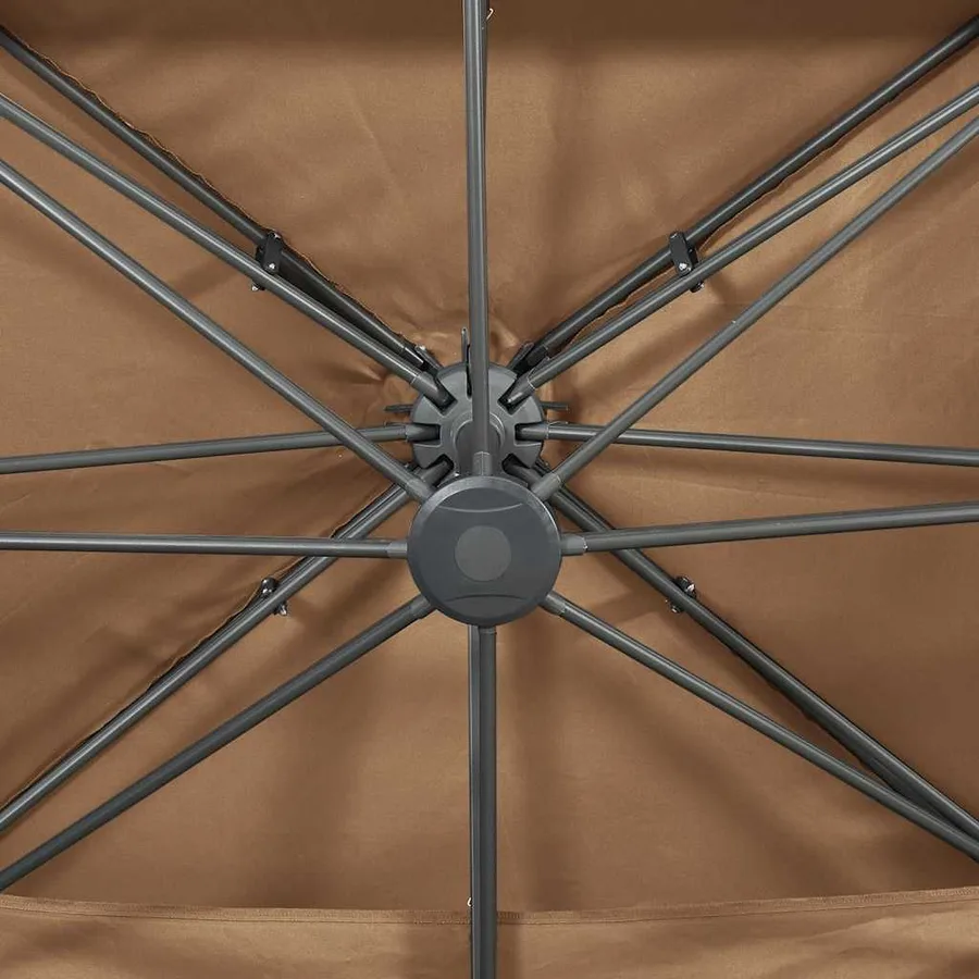 Parasol de jardin en porte-à-faux avec double toit taupe - 7