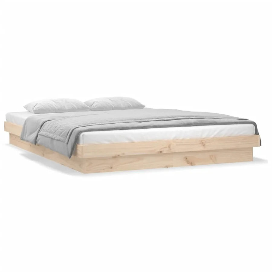 Cadre de lit à LED sans matelas bois massif - 5