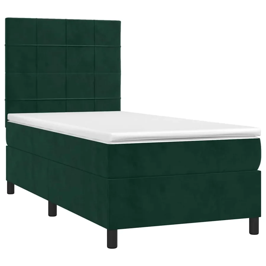Sommier à lattes de lit avec matelas Vert foncé 90x190 cm - 3