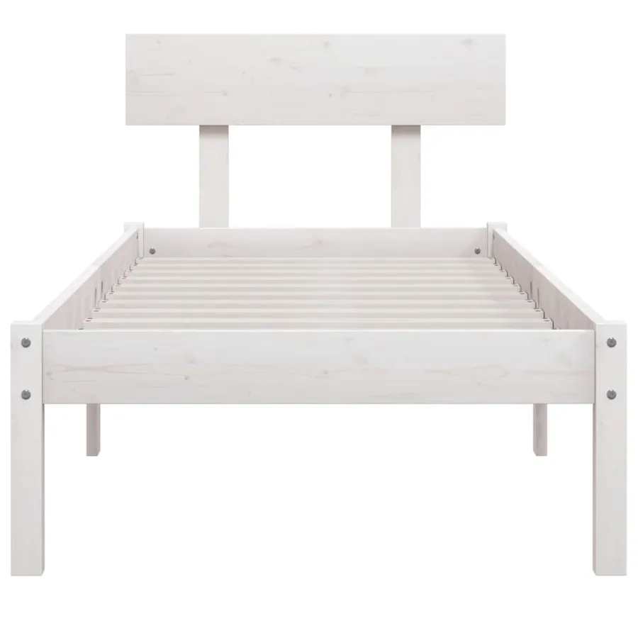 Cadre de lit sans matelas blanc bois massif - 4