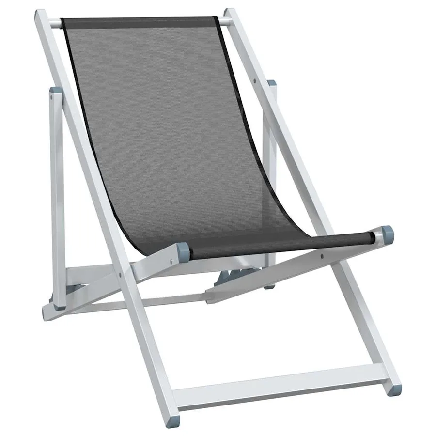 Chaises de plage pliantes lot de 2 gris aluminium et textilène - 3