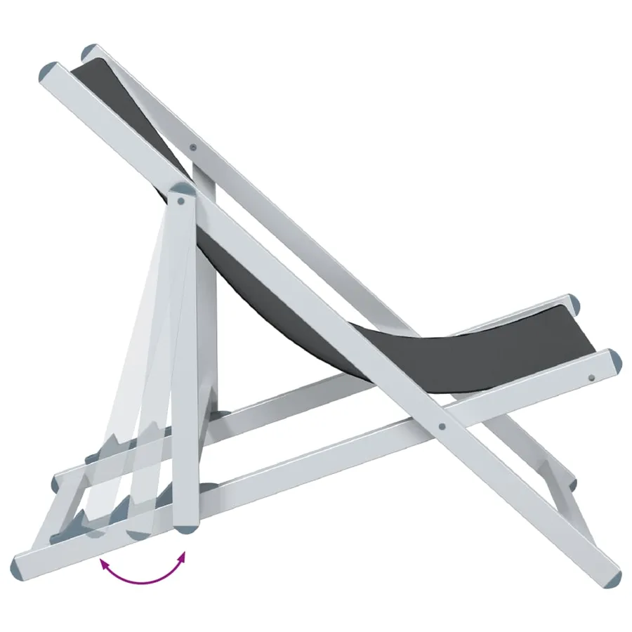 Chaises de plage pliantes lot de 2 gris aluminium et textilène - 7