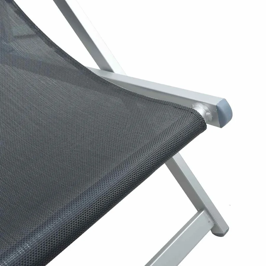Chaises de plage pliantes lot de 2 gris aluminium et textilène - 9