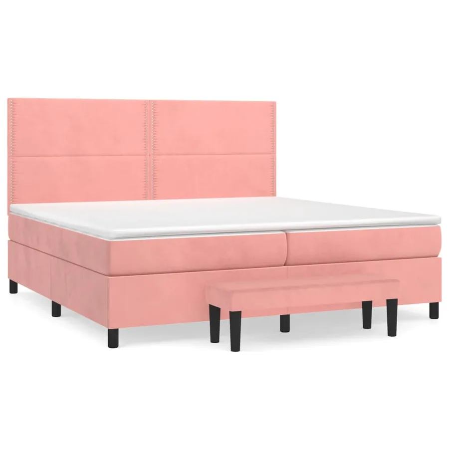 Sommier à lattes de lit avec matelas Rose 200x200 cm Velours - 2