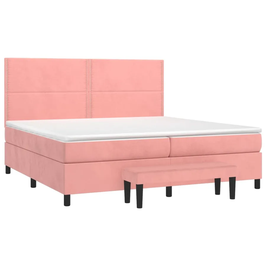 Sommier à lattes de lit avec matelas Rose 200x200 cm Velours - 3