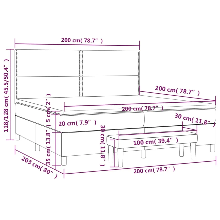 Sommier à lattes de lit avec matelas Rose 200x200 cm Velours - 8