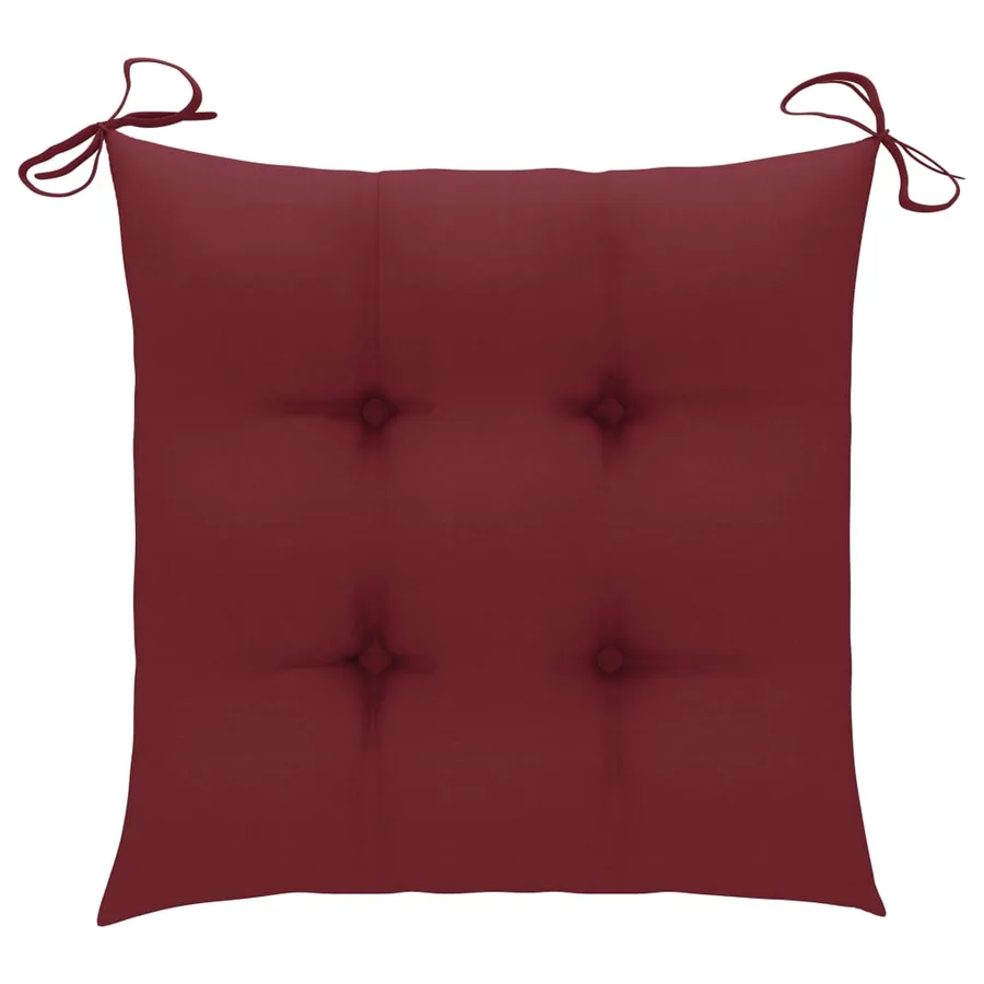 Chaises de jardin lot de 8 avec coussins bordeaux Teck solide - 9