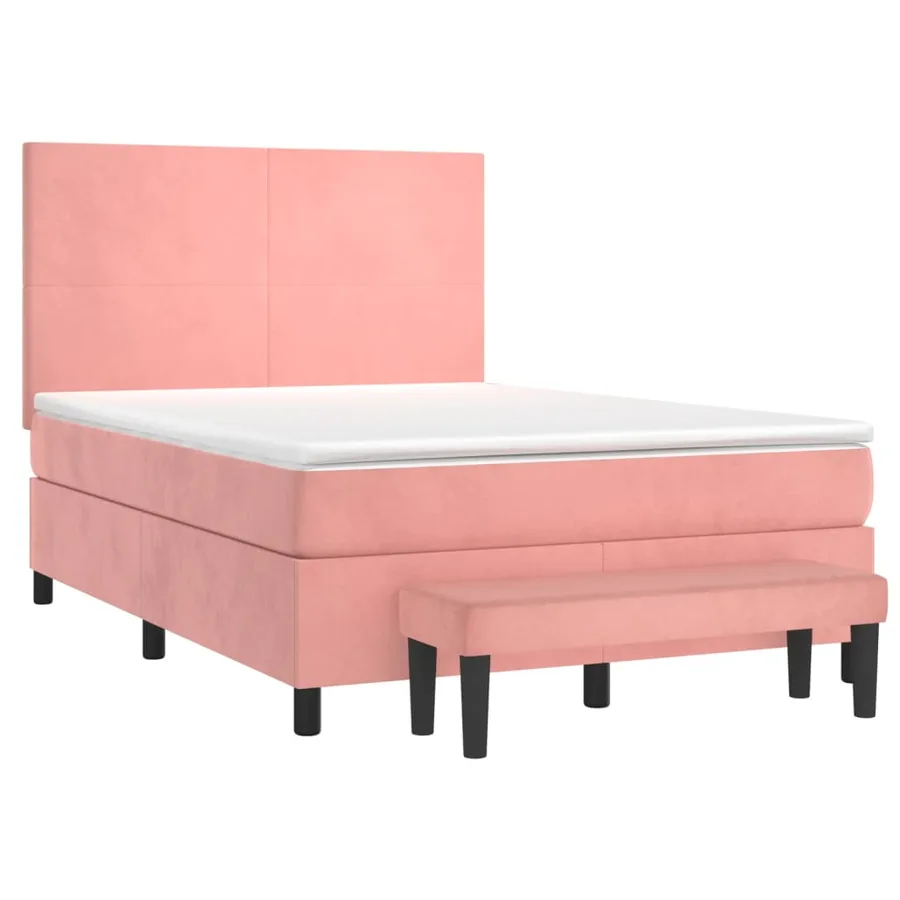 Sommier à lattes de lit avec matelas Rose 140x200 cm Velours - 3