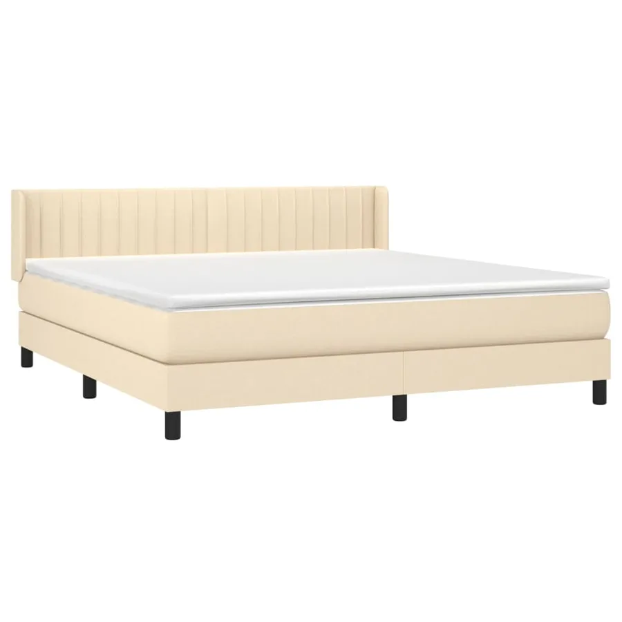 Sommier à lattes de lit avec matelas Crème 160x200 cm Tissu - 3