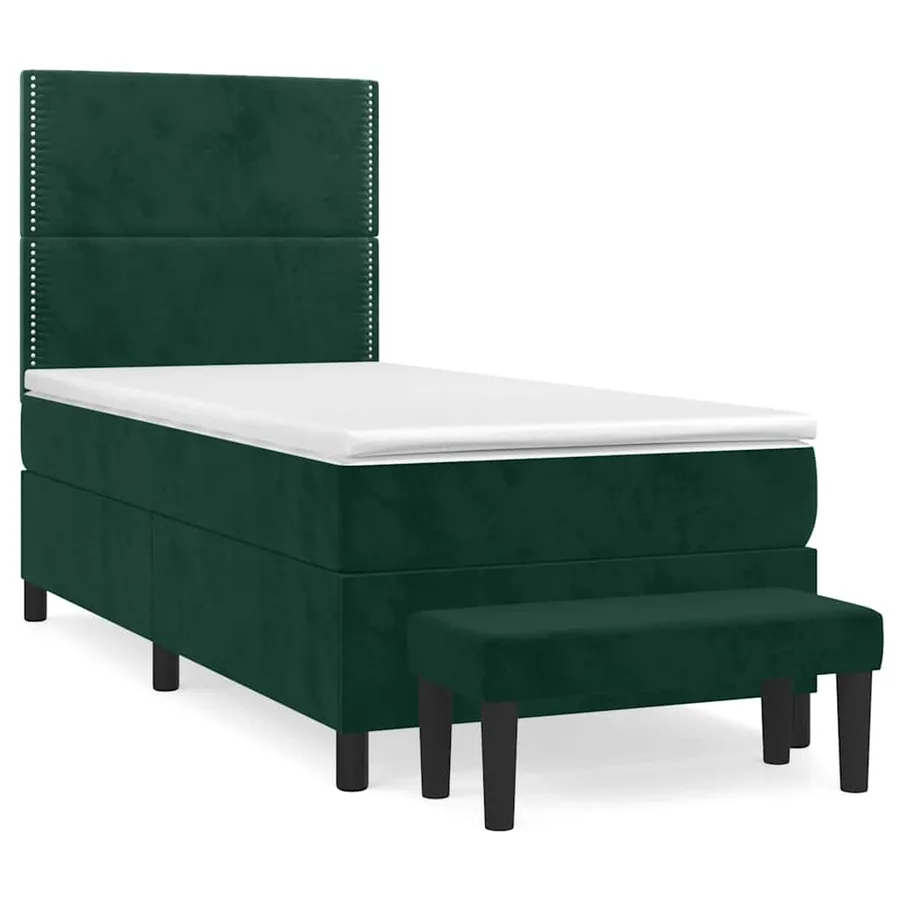 Sommier à lattes de lit avec matelas Vert foncé 90x200 cm - 2