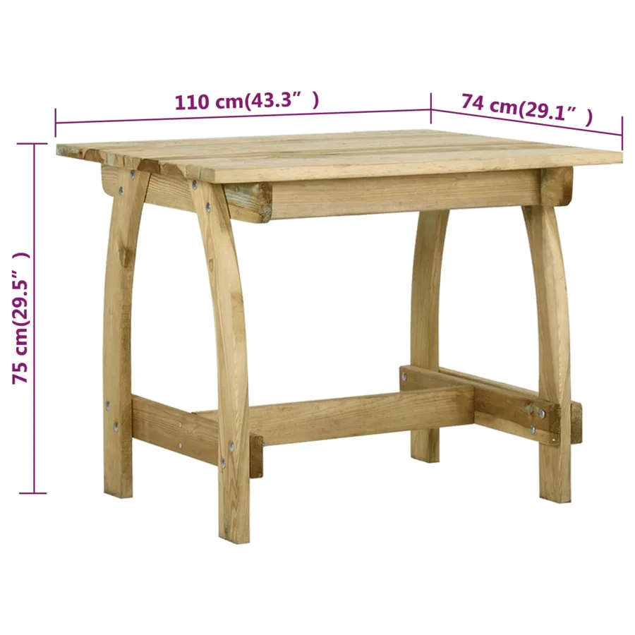 Table de jardin 110x74x75 cm Bois de pin imprégné - 6