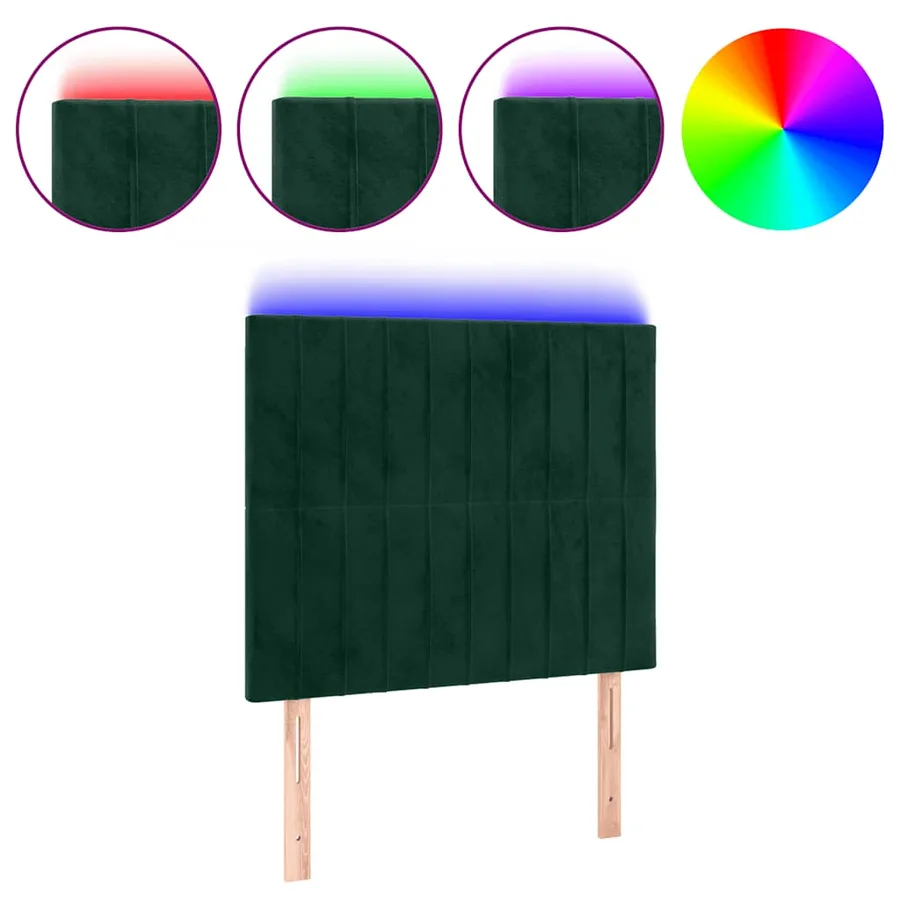 Tête de lit à LED Vert foncé 80x5x118/128 cm Velours - 2