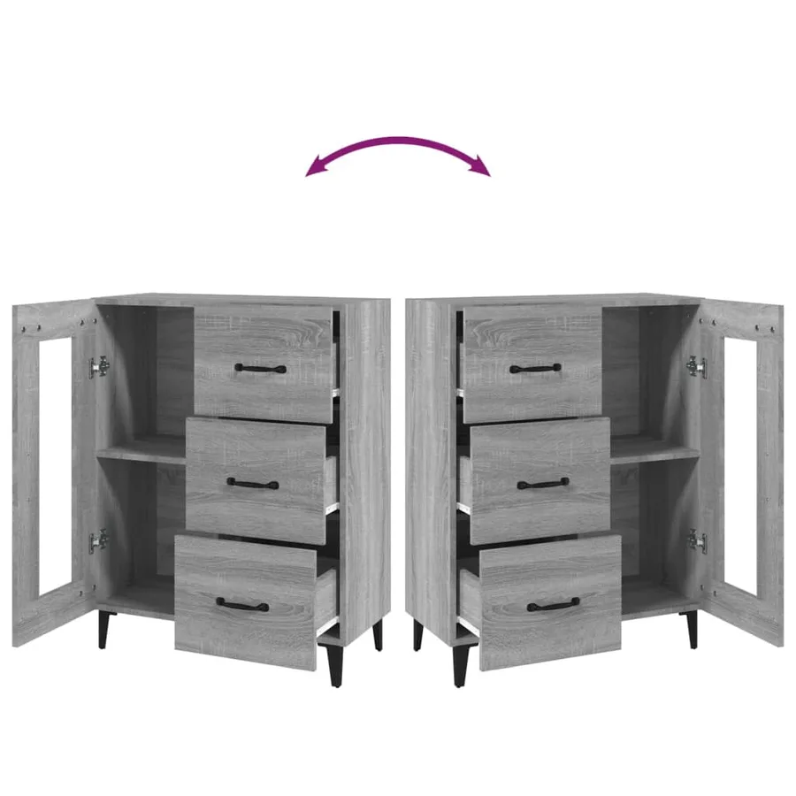 Buffet sonoma gris 69,5x34x90 cm bois d'ingénierie - 9
