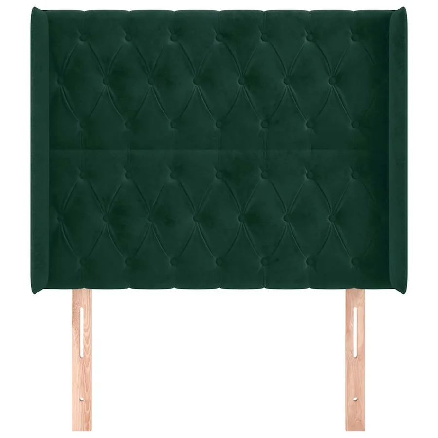 Tête de lit avec oreilles Vert foncé 93x16x118/128 cm Velours - 3