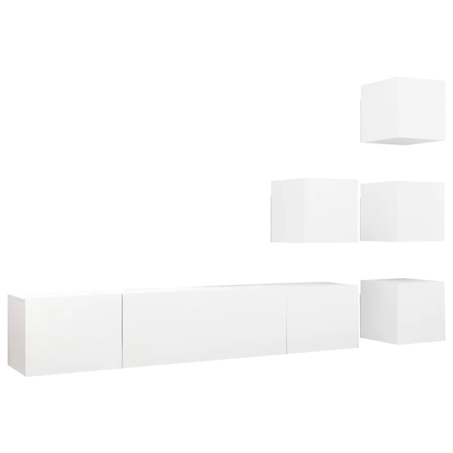 Ensemble de meuble TV 6 pcs Blanc Bois d'ingénierie - 2