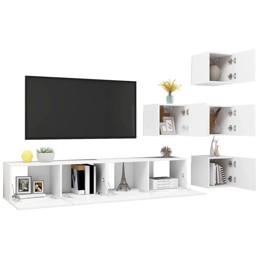 Ensemble de meuble TV 6 pcs Blanc Bois d'ingénierie - 5