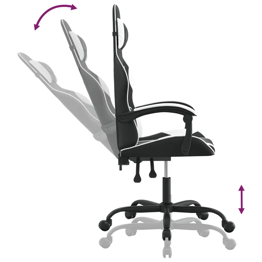 Chaise de jeu Noir et blanc Similicuir - 6