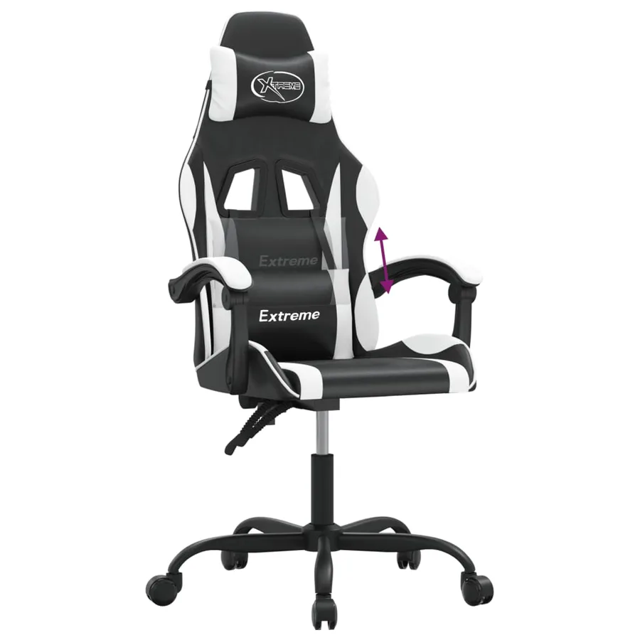 Chaise de jeu Noir et blanc Similicuir - 7
