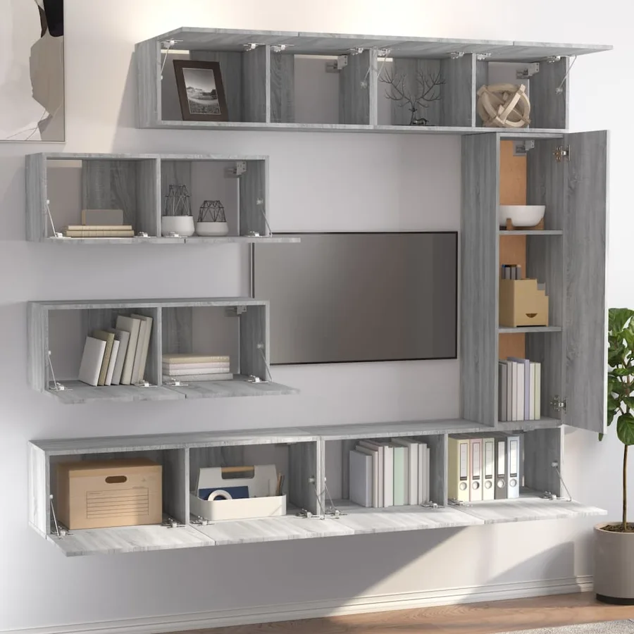 Ensemble de meubles TV 7 pcs Sonoma gris Bois d'ingénierie - 3