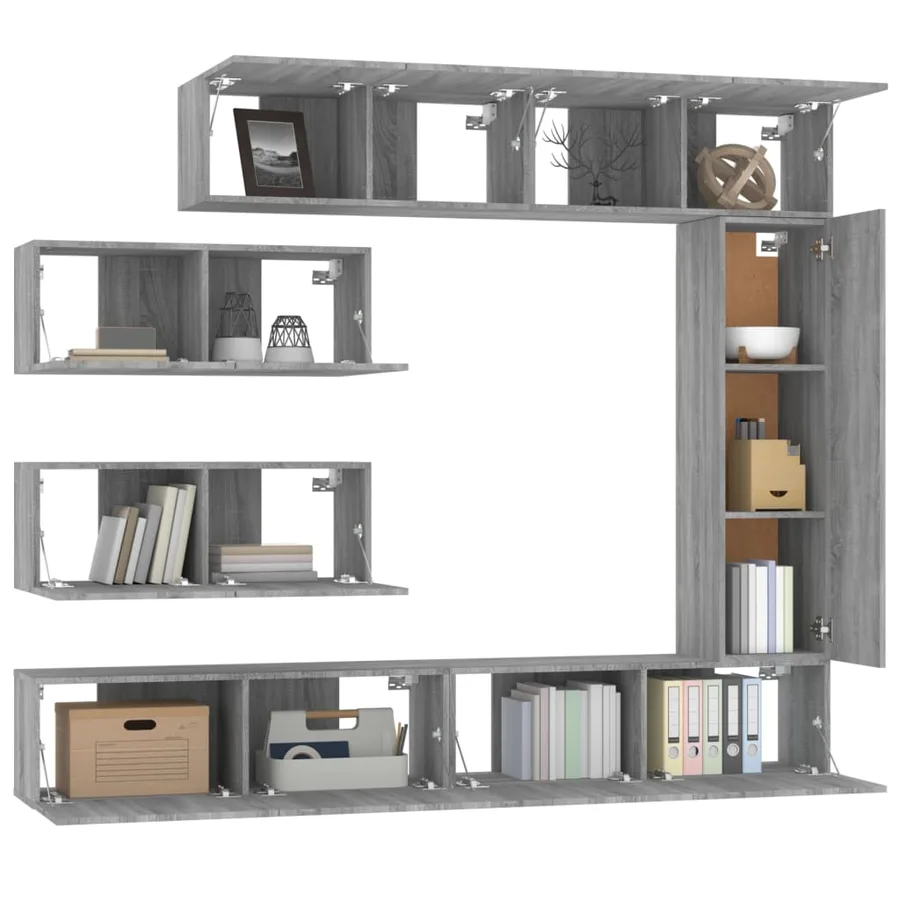 Ensemble de meubles TV 7 pcs Sonoma gris Bois d'ingénierie - 4
