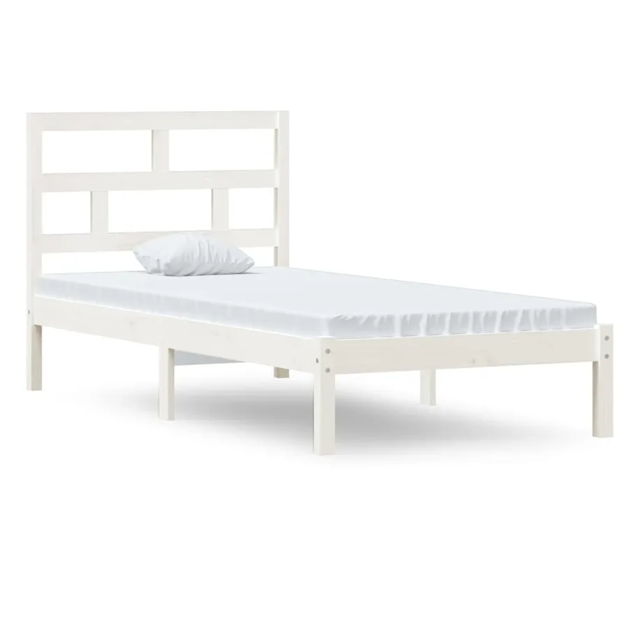 Cadre de lit sans matelas blanc bois massif - 2
