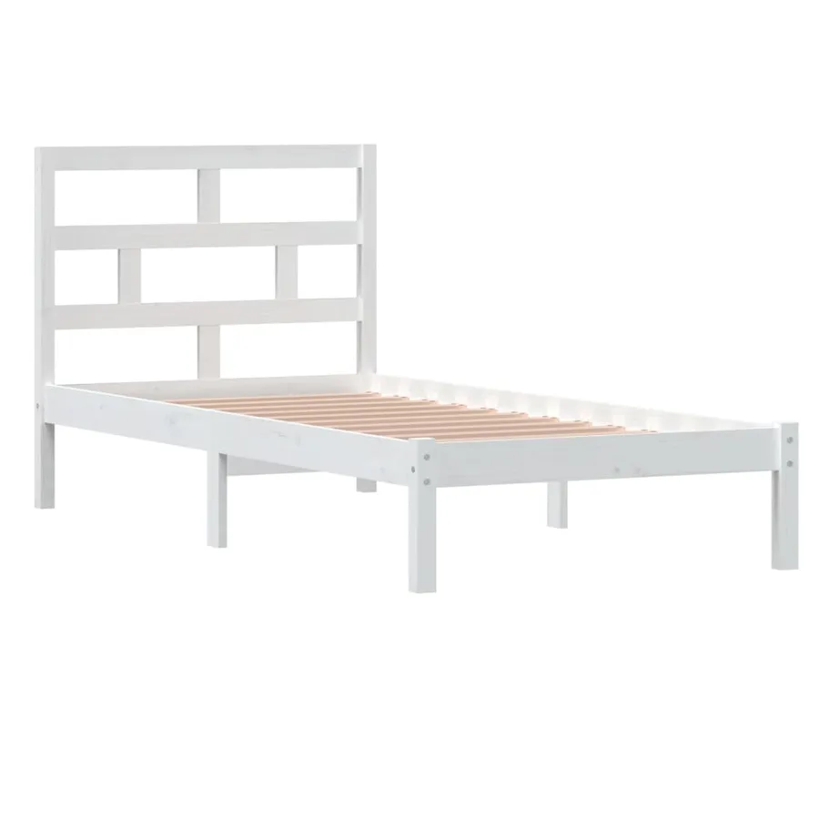 Cadre de lit sans matelas blanc bois massif - 3