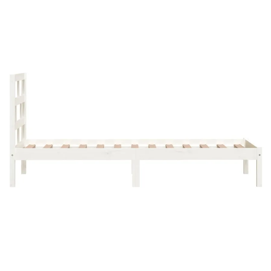 Cadre de lit sans matelas blanc bois massif - 5