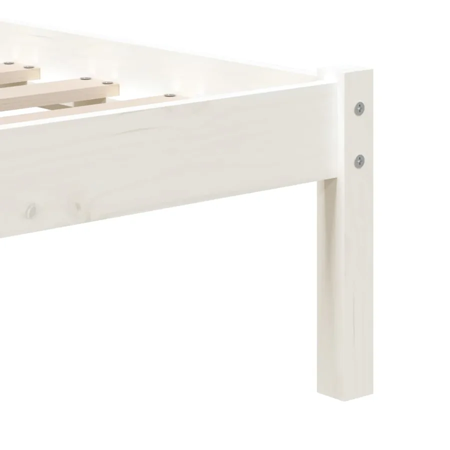 Cadre de lit sans matelas blanc bois massif - 6