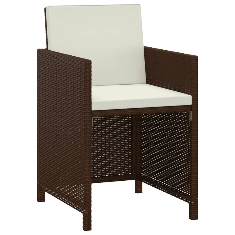 Ensemble à manger de jardin et coussins 3 pcs Poly rotin Marron - 5